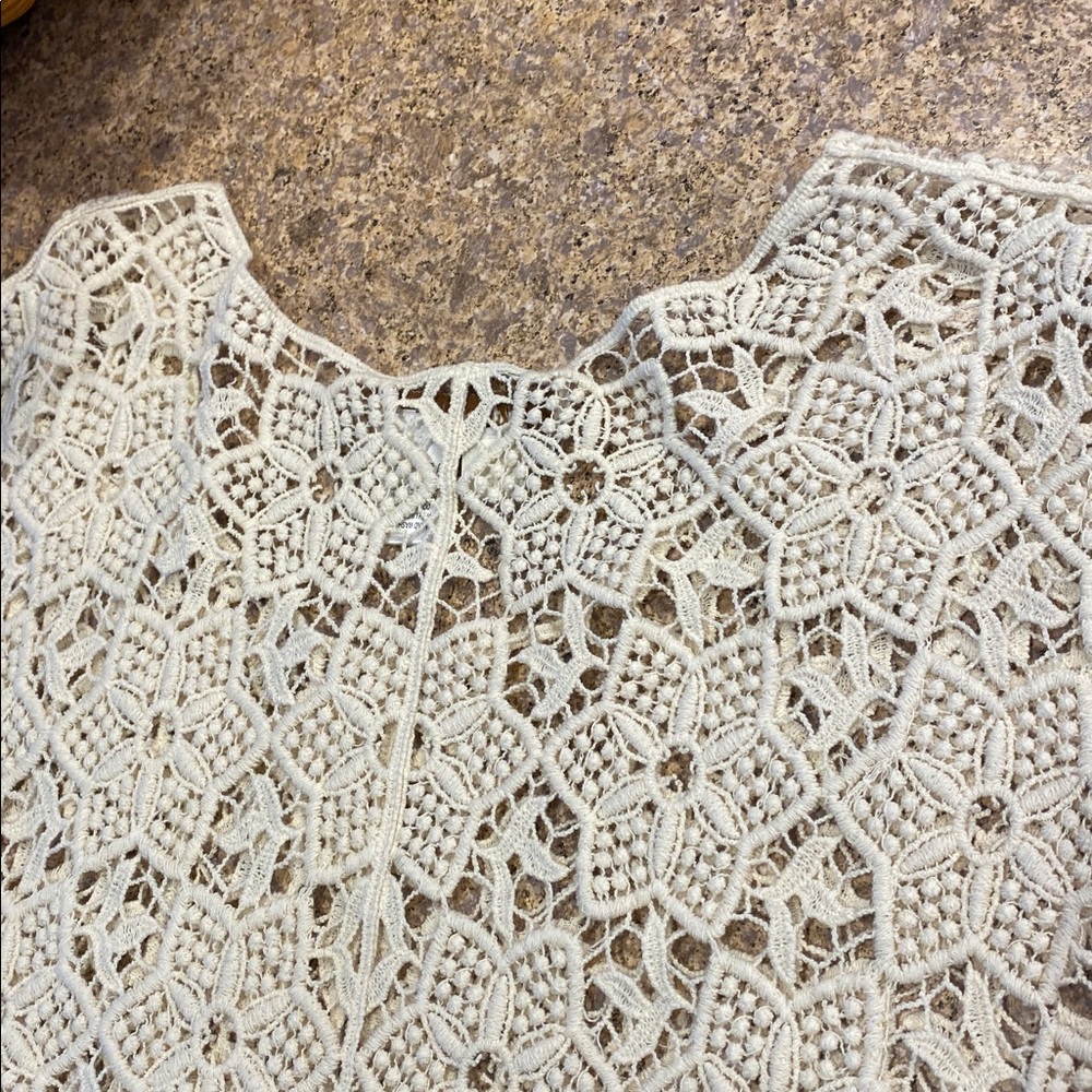Coldwater Creek Short Sleeve Cream or Off White Open Knit Sweater Top XS/S - Picture 8 of 16